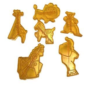 Vintage 6 Circus Animal Cookie Cutters Elephant Zebra Giraffe Lion Bear Horse